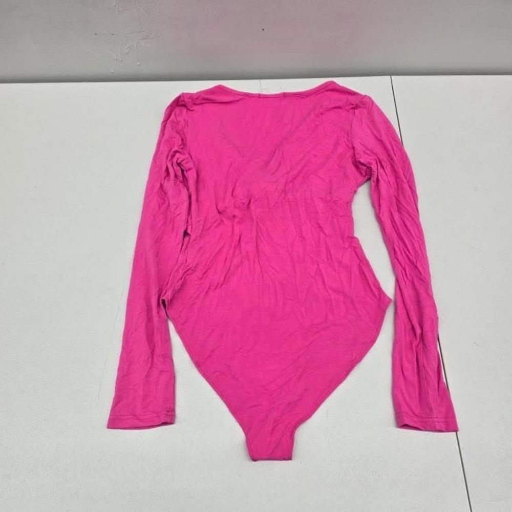 Mango Pink V-Neck Ruched Bodysuit - Picture 3 of 3